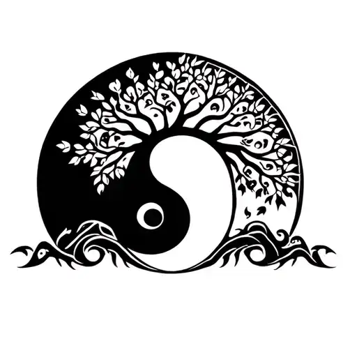 Tree Of Life Ying Yang Symbol Formed