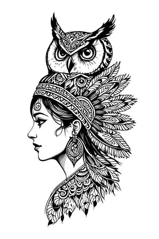 Gypsy Woman With Owl Headdress