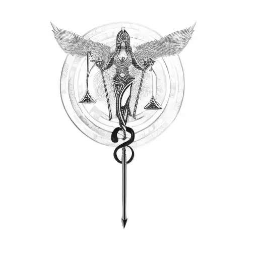 A Woman Holding A Sword And Scales