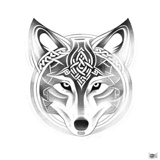 Wolf With Celtic And Nordic Influence