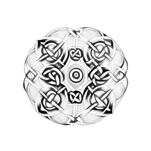 Chest And Sleve Tattoo Based On Tribal Celtic Artwork