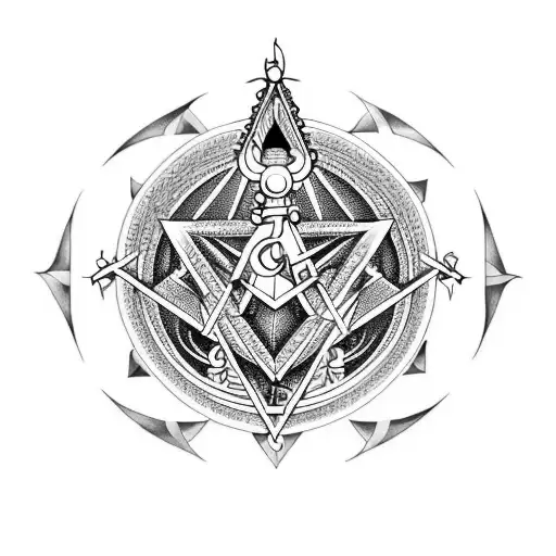 A Dragon That Incorporates Free Masonic Symbols And Sacred Geometry