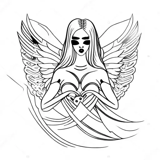 A Sensual Silhouette With Angel Wings Embracing A Heart