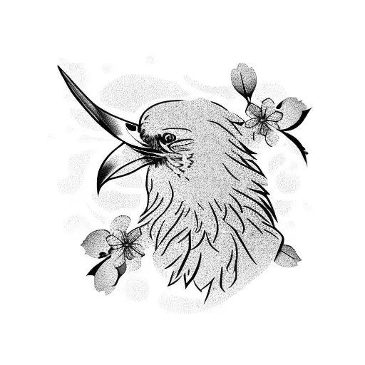 Big Raven With Some Cherry Blossom
