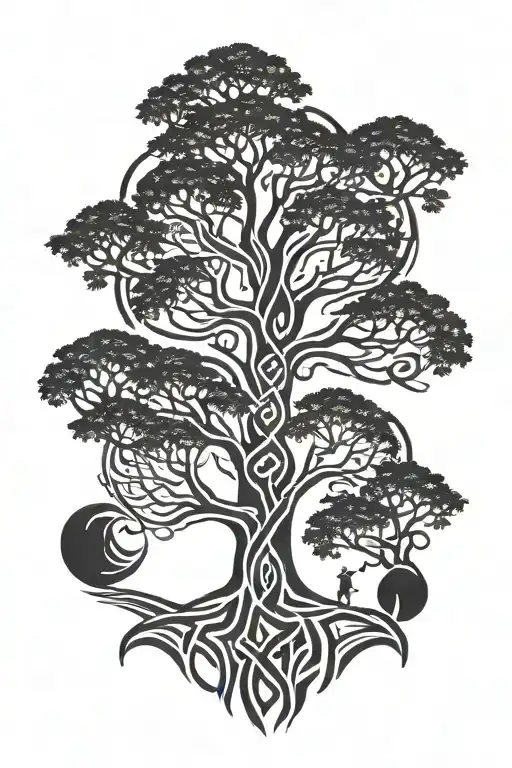 African Tribal With Tree Intertwined