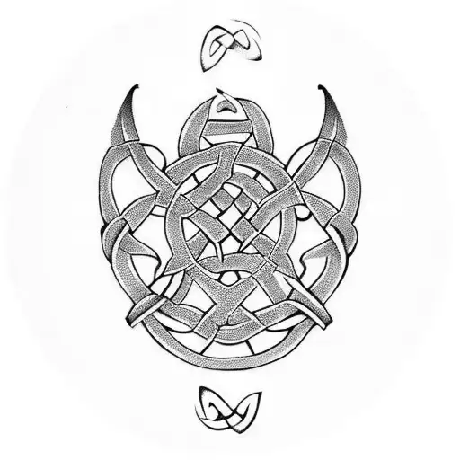 Celtic Nordic Intertwining Dragon Back Tattoo Piece Runic