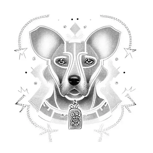 A Cartoon Version Of Their Favorite Dog Breed Surrounded By Flash Symbols