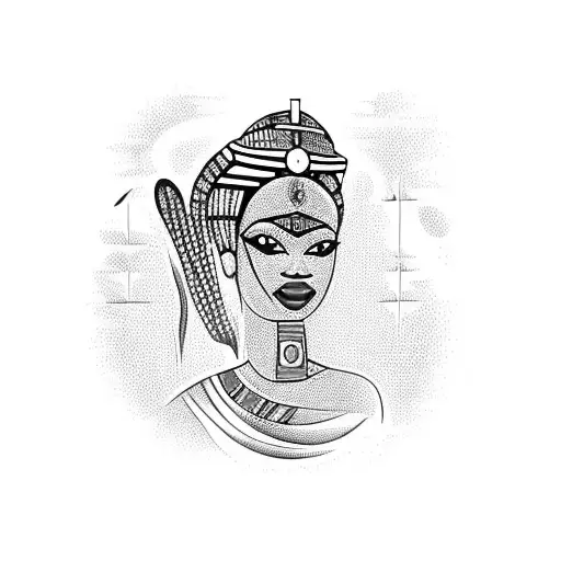 Queen African Lady Holding A Planet