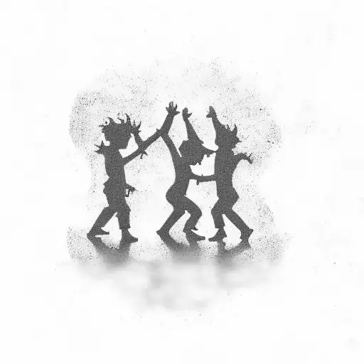 The Silhouettes Of Three Little Boys Holding Hands And Their Names