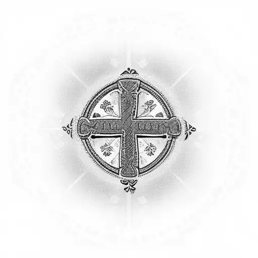 Cross With Tribal Patten Background And Ross