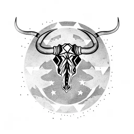 Bull Skull With Moon