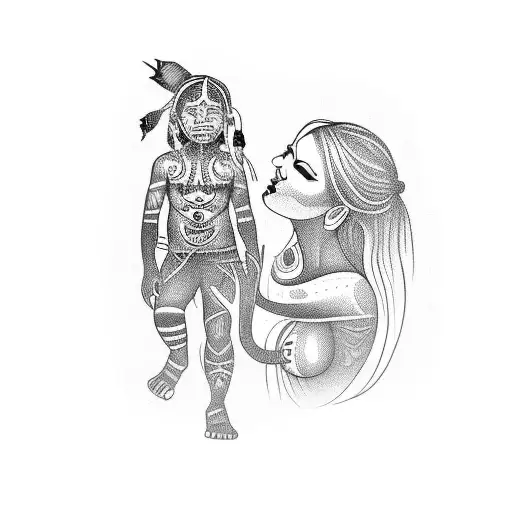 A Child With His Mother And Rather