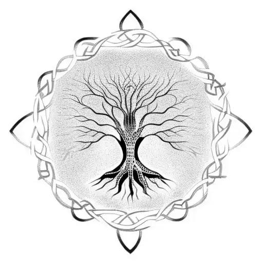 Celtic Tree Of Life With Names Around It