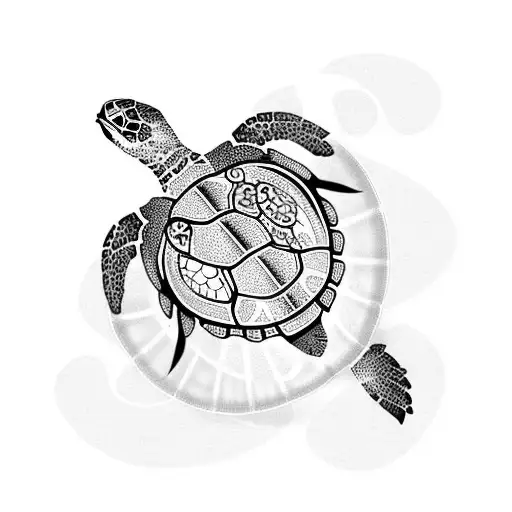 Sea Turtle With Sunset Shell