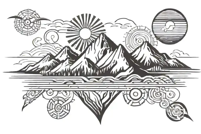 Mountain And Rising Sun