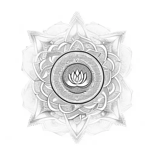 Lotus Trishul And Shankh Symbol Fusion