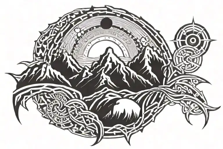 Mountain And Rising Sun