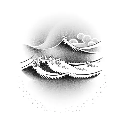 Waves And Hawaiian Flowers