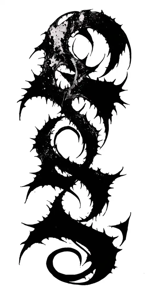 Raw Blackwork Chaotic Bold Strokes Flow Brutalist Dark Abstract Lettering Thorns