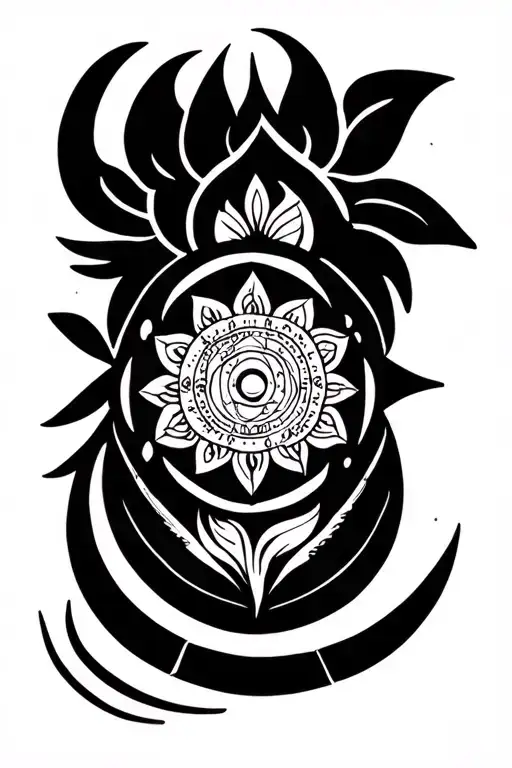 Tattoo Symbols Of Amulets Astrology Gemini Lotus Moon Runa