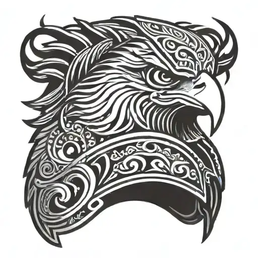 American Eagle And Gladiator Helmet Adorned With Intricate Lines And Waves As The Helmet Eyes
