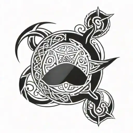 Celtic Signs Intertwined With The Center Of The Mexican Flag