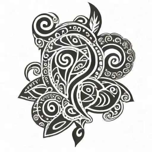 Black Maori Tattoo Design For Calf