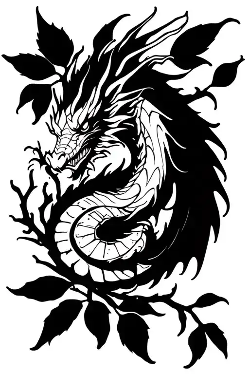 Dragon In A Lemon Tree Branch