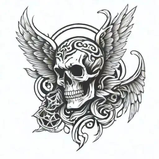 Skull Angel Wings Rapper Style