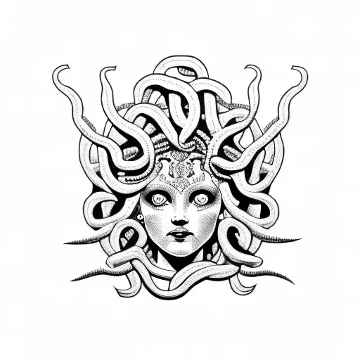 A Blackwork Tattoo Of Medusa