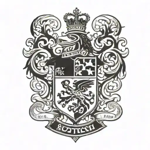Scottish Clan Crest With Heraldic Elements Representing Scottish Father And English Mother