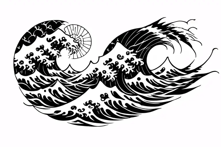 Tribal Water And Traditional Japanese Waves