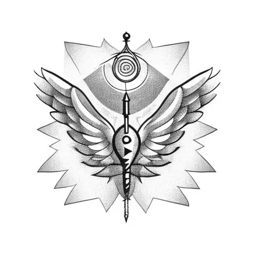 Golden Ratio With Dagger And Wings