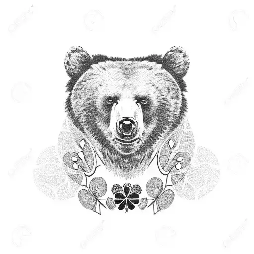 Bear With Four Clover Leaf In Nose