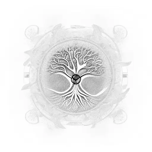 Abstract Tree Of Life Inside A Melting Rectangular Clock