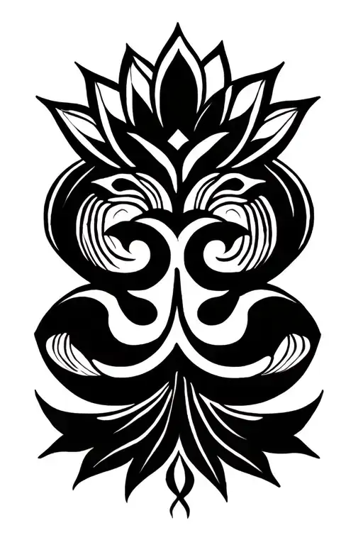 Vertical Tattoo Featuring Ohm Symbol And Lotus Flower