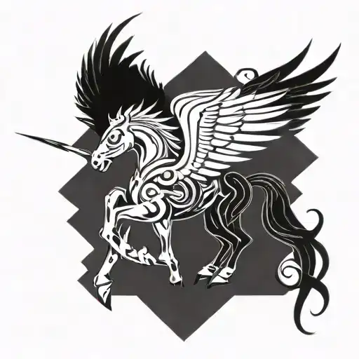 God Of War And His Pegasus Horse With Wings