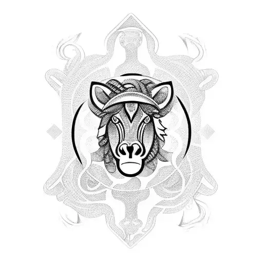 A Leo Zodiac Symbol Intertwined With A Horse