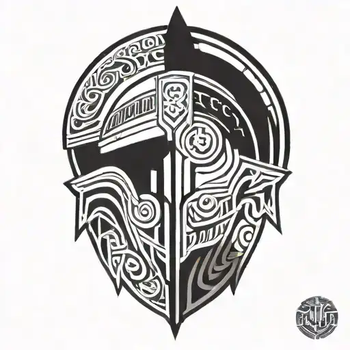 Front Facing Spartan Helmet Wings Surrounded