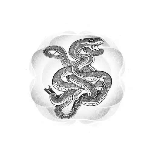 Snake With Hindu Symbols In Arm Band Style