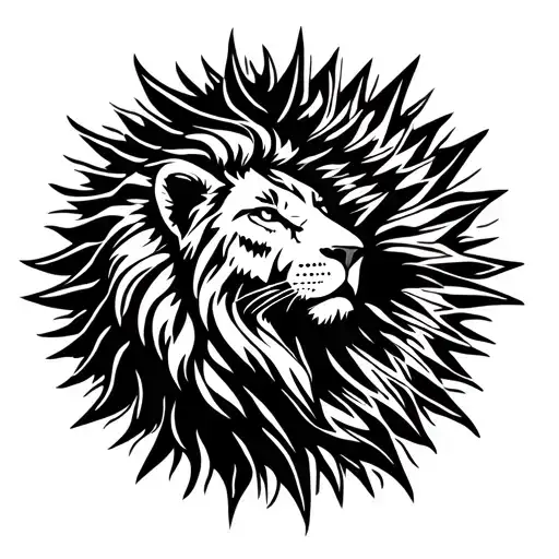 Make A Tatoo Of A Lion Inside A Sun Shining