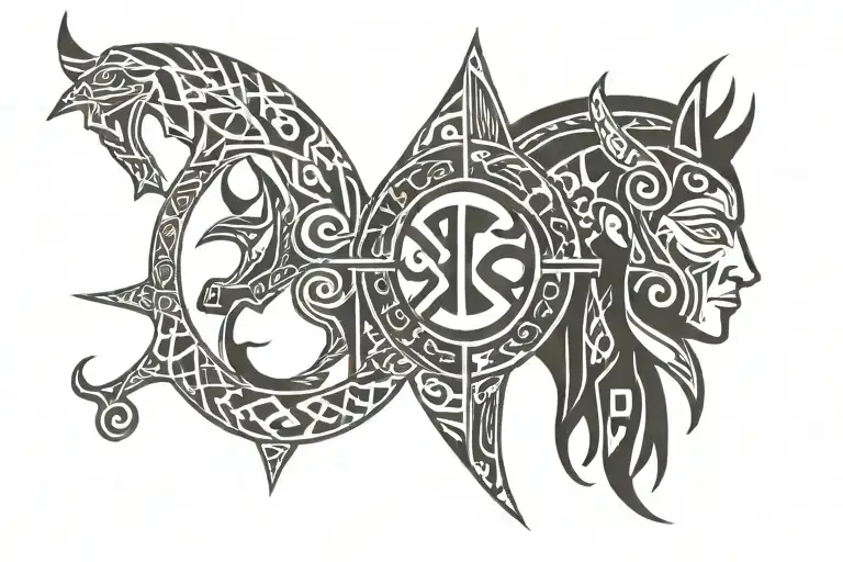 Nordic Runes Side Head Profile Holding