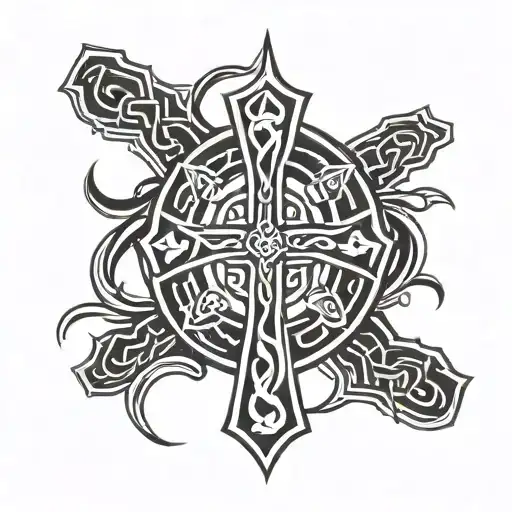 Celtic Cross On Shield Tattoo Design