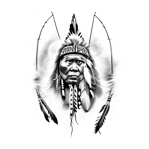 Hunging And Fishing With Native American Design