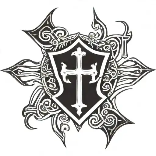 Shield With Celtic Cross Tattoo Design