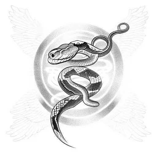 A Snake Wearing An Angel Halo On Its Head