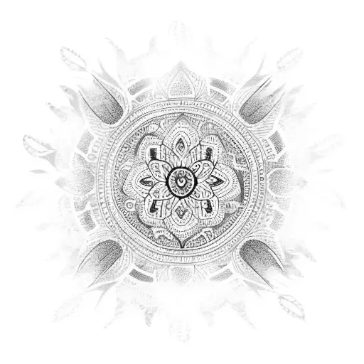 Half Mandala With Feather