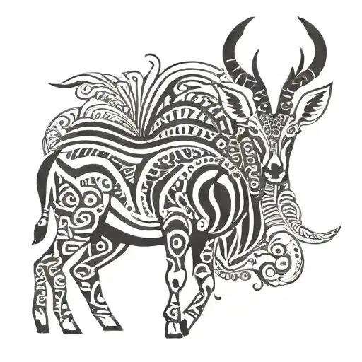 A Springbok With African Patterns Behind It