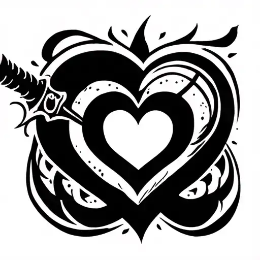 Tribal Sword Emerging With Heart Shaped Lock