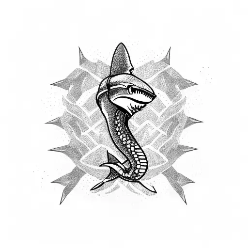 Shark With Wraped In Centipede And Snake